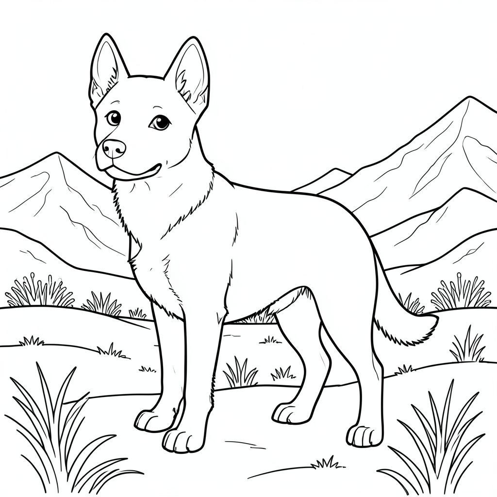 solo, chủ đề đơn, một đầu, hai mắt, hai tai, bốn chân, một đuôi, tỷ lệ tự nhiên, quy mô thích hợp trong môi trường, đúng giải phẫu, chó, thảo nguyên, tuyết, cỏ, núi, xa, phong cảnh, mùa đông, trong sáng, bầu trời, ánh sáng mặt trời, trang màu, nghệ thuật đường nét, nền trắng, solo, chủ đề đơn, đúng về mặt giải phẫu, giải phẫu hoàn hảo