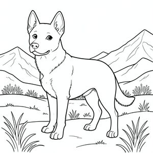 solo, chủ đề đơn, một đầu, hai mắt, hai tai, bốn chân, một đuôi, tỷ lệ tự nhiên, quy mô thích hợp trong môi trường, đúng giải phẫu, chó, thảo nguyên, tuyết, cỏ, núi, xa, phong cảnh, mùa đông, trong sáng, bầu trời, ánh sáng mặt trời, trang màu, nghệ thuật đường nét, nền trắng, solo, chủ đề đơn, đúng về mặt giải phẫu, giải phẫu hoàn hảo