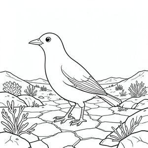 solo, một con chim, một đầu, hai mắt, một mỏ, hai cánh, hai chân, một đuôi, tỷ lệ tự nhiên, quy mô thích hợp trong môi trường, đúng giải phẫu, chim, Độ cao cao, cao nguyên sa mạc, thảm thực vật thưa thớt, bầu trời rộng, hoang vắng, địa hình đá, nứt đất, ánh nắng, rộng lớn, trong sáng, trang màu, nghệ thuật đường, nền trắng, solo, chủ đề đơn, đúng giải phẫu, giải phẫu hoàn hảo