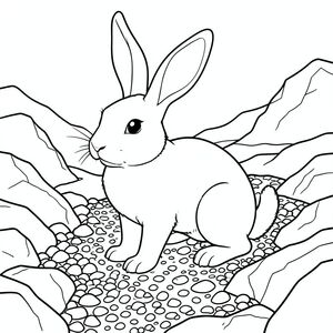 solo, chủ đề đơn, một đầu, hai mắt, hai tai, bốn chân, một đuôi, tỷ lệ tự nhiên, quy mô thích hợp trong môi trường, đúng giải phẫu, thỏ, băng tuyết, tảng đá, sỏi, đá, tuyết, băng, hoang vắng, đá, không đồng đều, nhiều lớp, trang màu, nghệ thuật đường, nền trắng, solo, chủ đề đơn, đúng giải phẫu, giải phẫu hoàn hảo