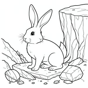 solo, chủ đề đơn, một đầu, hai mắt, hai tai, bốn chân, một đuôi, tỷ lệ tự nhiên, quy mô thích hợp trong môi trường, đúng giải phẫu, thỏ, vách đá, tiếp xúc, phong hóa, đá, đá, mảnh, nhiều lớp, xưa, hóa thạch, vỏ, trang màu, nghệ thuật đường, nền trắng, solo, chủ đề đơn, chính xác về mặt giải phẫu, giải phẫu hoàn hảo