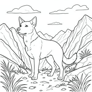 solo, chủ đề đơn, một đầu, hai mắt, hai tai, bốn chân, một đuôi, tỷ lệ tự nhiên, quy mô thích hợp trong môi trường, đúng giải phẫu,, Sườn núi, giọt tuyệt đối, đá, đỉnh răng cưa, tầm nhìn mở rộng, bầu trời u ám, cỏ thổi gió, địa hình đá, đá cổ, bề mặt phong hóa, trang màu, nghệ thuật đường, nền trắng, solo, chủ đề đơn, đúng giải phẫu, giải phẫu hoàn hảo