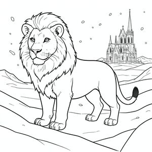 solo, chủ đề đơn, một đầu, hai mắt, hai tai, bốn chân, một đuôi, tỷ lệ tự nhiên, quy mô thích hợp trong môi trường, đúng giải phẫu, sư tử, Lãnh nguyên đóng băng, tuyết trôi, bão tuyết, tuyết trắng, phong cảnh hoang vắng, rộng lớn, đồng bằng băng giá, trắng rực, Nhà thờ Gothic, nhỏ, trang màu, nghệ thuật đường, nền trắng, solo, chủ đề đơn, đúng về mặt giải phẫu, giải phẫu hoàn hảo