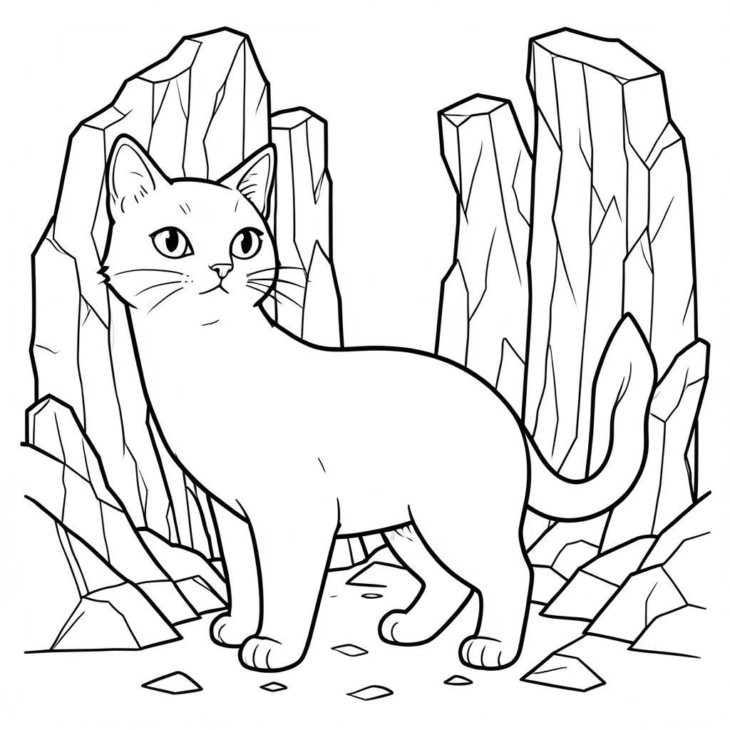 solo, chủ đề đơn, một đầu, hai mắt, hai tai, bốn chân, một đuôi, tỷ lệ tự nhiên, quy mô thích hợp trong môi trường, đúng giải phẫu, con mèo, Karst, đá vôi, tháp, hang động, thành tạo đá, cạnh răng cưa, đường thẳng đứng, hoa văn hình học, sáng bóng, đá đánh bóng, trang màu, nghệ thuật đường, nền trắng, solo, chủ đề đơn, đúng giải phẫu, giải phẫu hoàn hảo