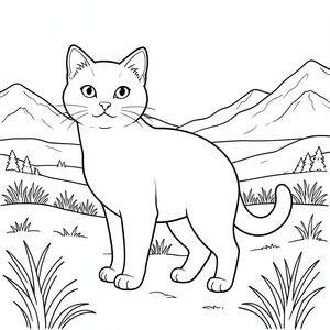 solo, chủ đề đơn, một đầu, hai mắt, hai tai, bốn chân, một đuôi, tỷ lệ tự nhiên, quy mô thích hợp trong môi trường, đúng giải phẫu, con mèo, thảo nguyên, tuyết, cỏ, núi, xa, phong cảnh, đóng băng, mùa đông, rõ ràng, bầu trời, tô màu, nghệ thuật đường, nền trắng, solo, chủ đề đơn, đúng giải phẫu, giải phẫu hoàn hảo