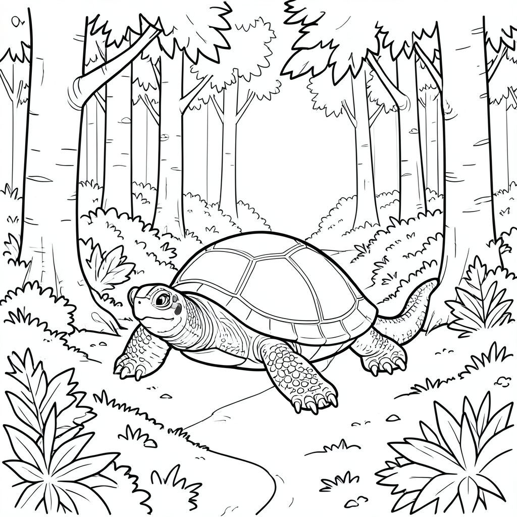 solo, rùa đơn, một đầu, hai mắt, bốn chân, một vỏ, một đuôi, bàn chân trên nền đất vững chắc, tỷ lệ tự nhiên, quy mô thích hợp trong môi trường, đúng giải phẫu, rùa, rừng bạch dương, cây vỏ trắng, lá, lá mùa thu, tán lá rậm rạp, ánh sáng mặt trời, lốm đốm, con đường quanh co, sàn rừng, rêu, trang màu, nghệ thuật đường, nền trắng, solo, chủ đề đơn, đúng về mặt giải phẫu, giải phẫu hoàn hảo