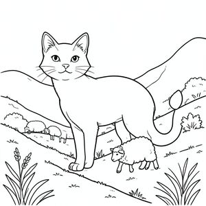 solo, chủ đề đơn, một đầu, hai mắt, hai tai, bốn chân, một đuôi, tỷ lệ tự nhiên, quy mô thích hợp trong môi trường, đúng về mặt giải phẫu, con mèo, sườn đồi, phong cảnh lăn, cừu chăn thả, nhỏ, chi tiết, New Zealand, lăn, kết cấu, ánh sáng mặt trời, rõ ràng, trang màu, nghệ thuật đường, nền trắng, solo, chủ đề đơn, chính xác về mặt giải phẫu, giải phẫu hoàn hảo