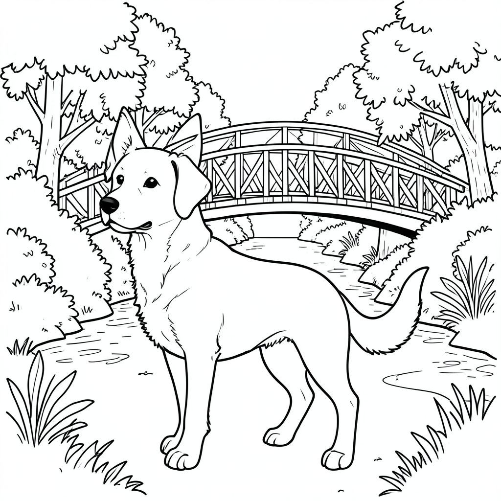 solo, chủ đề đơn, một đầu, hai mắt, hai tai, bốn chân, một đuôi, tỷ lệ tự nhiên, quy mô thích hợp trong môi trường, chính xác về mặt giải phẫu,, Cây cầu bao phủ danh lam thắng cảnh, lạch, mùa thu, tán lá, cây cối, bằng gỗ, chi tiết, thực tế, phối cảnh, tuyến tính, trang màu, nghệ thuật đường nét, nền trắng, solo, chủ đề đơn, chính xác về mặt giải phẫu, giải phẫu hoàn hảo