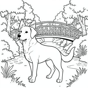 solo, chủ đề đơn, một đầu, hai mắt, hai tai, bốn chân, một đuôi, tỷ lệ tự nhiên, quy mô thích hợp trong môi trường, chính xác về mặt giải phẫu,, Cây cầu bao phủ danh lam thắng cảnh, lạch, mùa thu, tán lá, cây cối, bằng gỗ, chi tiết, thực tế, phối cảnh, tuyến tính, trang màu, nghệ thuật đường nét, nền trắng, solo, chủ đề đơn, chính xác về mặt giải phẫu, giải phẫu hoàn hảo