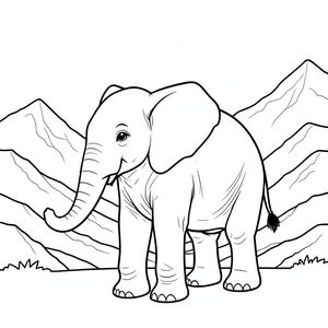 solo, một con voi, một đầu, hai mắt, hai tai lớn, một thân cây, bốn chân, một đuôi, bàn chân trên mặt đất vững chắc, tỷ lệ tự nhiên, quy mô thích hợp trong môi trường, đúng về mặt giải phẫu, voi, Sương mù, núi, mặt trời mọc, Rặng núi, nhiều lớp, Chi tiết, thực tế, Môi trường, lý lịch, Độ dốc, Trang tô màu, nghệ thuật đường nét, nền trắng, Solo, chủ đề đơn, chính xác về mặt giải phẫu, Giải phẫu hoàn hảo