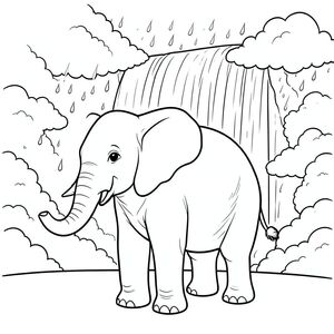 solo, một con voi, một đầu, hai mắt, hai tai lớn, một thân cây, bốn chân, một đuôi, bàn chân trên mặt đất vững chắc, tỷ lệ tự nhiên, quy mô thích hợp trong môi trường, đúng về mặt giải phẫu, voi, Thác nước, xếp tầng, chảy, hướng lên, Đảo mây, nổi, thanh tao, sương mù, mưa, giọt nước, trang màu, nghệ thuật đường, nền trắng, solo, chủ đề đơn, đúng về mặt giải phẫu, giải phẫu hoàn hảo