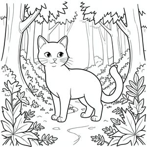 solo, chủ đề đơn, một đầu, hai mắt, hai tai, bốn chân, một đuôi, tỷ lệ tự nhiên, quy mô thích hợp trong môi trường, đúng giải phẫu, con mèo, lá mùa thu, stered, kết cấu, tán lá, dày đặc, rừng, ánh sáng mặt trời, lốm đốm, quanh co, con đường, trang tô màu, nghệ thuật đường, nền trắng, solo, chủ đề đơn, đúng về mặt giải phẫu, giải phẫu hoàn hảo