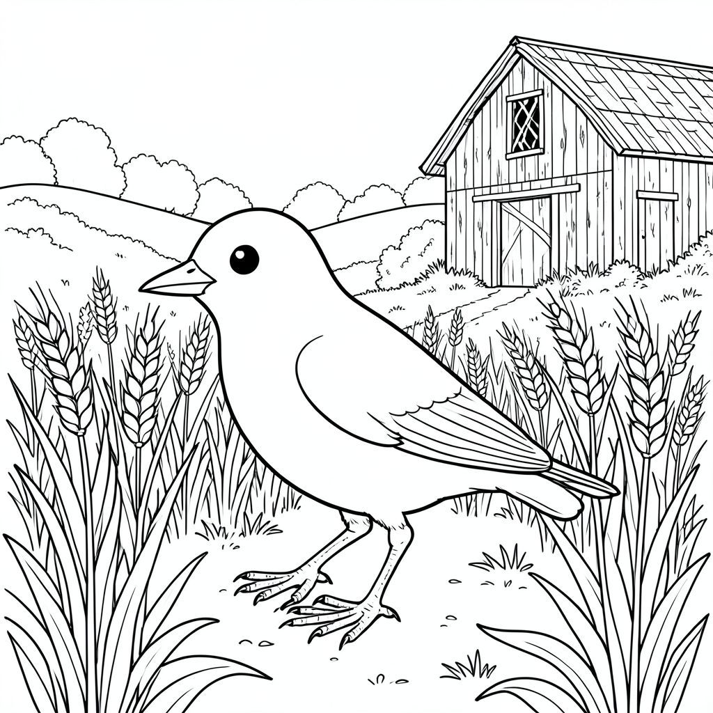 Độc lập, một con chim, một đầu, hai mắt, một mỏ, hai cánh, hai chân, một đuôi, tỷ lệ tự nhiên, quy mô thích hợp trong môi trường, đúng giải phẫu, chim, lúa mì, cánh đồng mùa thu, chuồng trại mộc mạc, gỗ phong hóa, thân cây cao, tán lá rậm rạp, ánh sáng mặt trời, kết cấu, đồi thoai thoải, cây cối xa, trang màu, nghệ thuật đường, nền trắng, solo, chủ đề đơn, chính xác về mặt giải phẫu, giải phẫu hoàn hảo