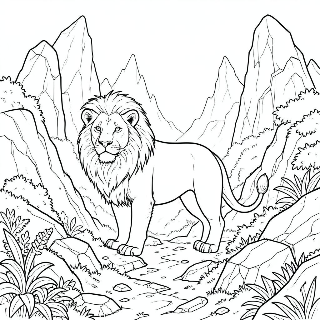 solo, chủ đề đơn, một đầu, hai mắt, hai tai, bốn chân, một đuôi, tỷ lệ tự nhiên, quy mô thích hợp trong môi trường, đúng giải phẫu, sư tử, đá nổi, thung lũng sương mù, phong cảnh siêu thực, đá khổng lồ, thanh tao, đỉnh răng cưa, thảm thực vật mọc um tùm, mặt đất rêu, đá nứt, sương mù xoáy, trang màu, nghệ thuật đường, nền trắng, solo, chủ đề đơn, đúng giải phẫu, giải phẫu hoàn hảo