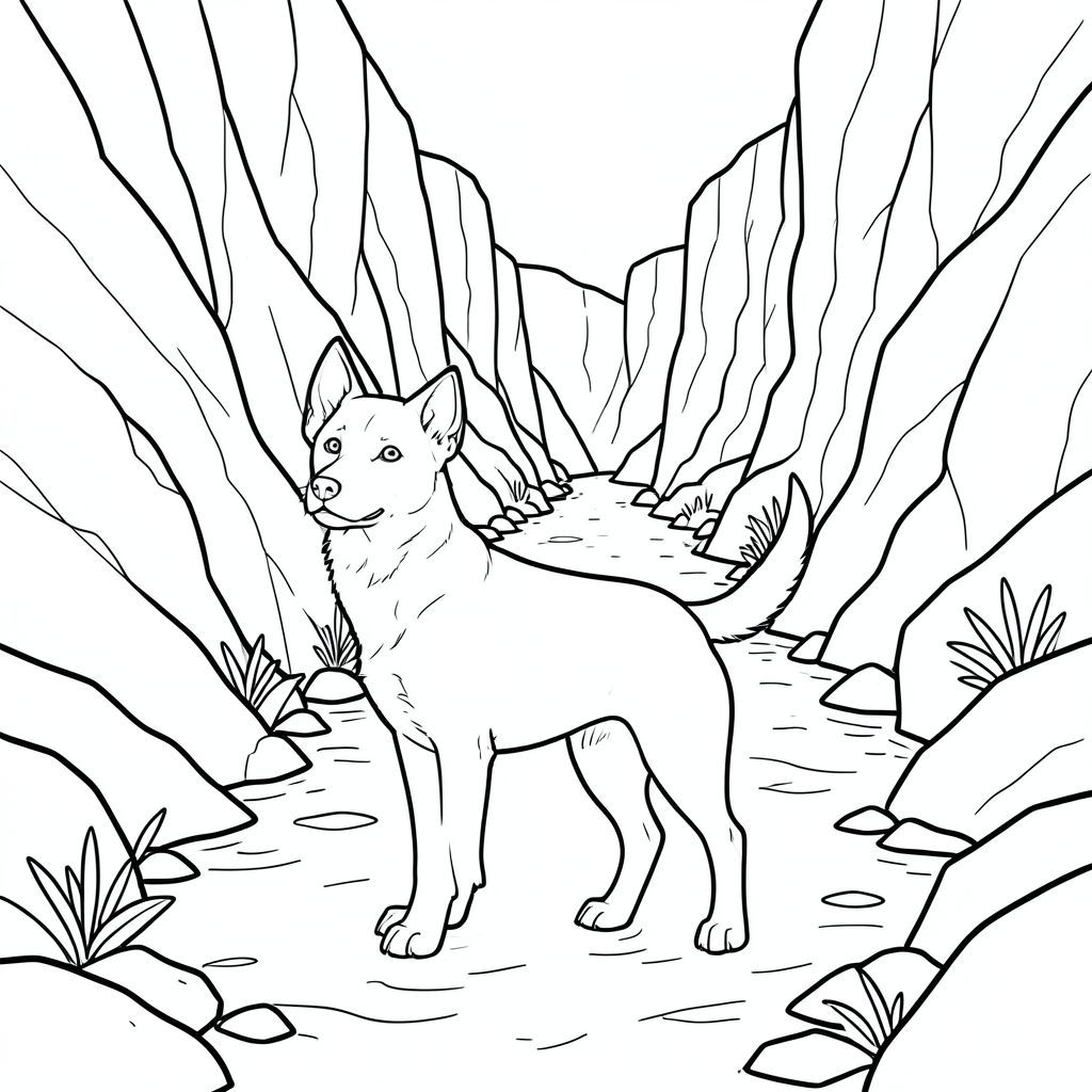 solo, chủ đề đơn, một đầu, hai mắt, hai tai, bốn chân, một đuôi, tỷ lệ tự nhiên, quy mô thích hợp trong môi trường, đúng giải phẫu,, Hẻm núi, sông, đá, Tường, Nước, hẹp, độ sâu, Ánh sáng mặt trời, chi tiết, thực tế, trang màu, nghệ thuật đường, nền trắng, Solo, chủ đề đơn, đúng về mặt giải phẫu, giải phẫu hoàn hảo