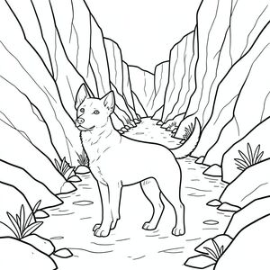 solo, chủ đề đơn, một đầu, hai mắt, hai tai, bốn chân, một đuôi, tỷ lệ tự nhiên, quy mô thích hợp trong môi trường, đúng giải phẫu,, Hẻm núi, sông, đá, Tường, Nước, hẹp, độ sâu, Ánh sáng mặt trời, chi tiết, thực tế, trang màu, nghệ thuật đường, nền trắng, Solo, chủ đề đơn, đúng về mặt giải phẫu, giải phẫu hoàn hảo