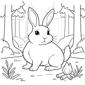 solo, chủ đề đơn, một đầu, hai mắt, hai tai, bốn chân, một đuôi, tỷ lệ tự nhiên, quy mô thích hợp trong môi trường, đúng giải phẫu, thỏ, rừng, dọn dẹp, hoàng hôn, lửa trại, vòng tròn, nhỏ, đơn giản, dọn dẹp, lý lịch, tắt tiếng, trang màu, nghệ thuật đường, nền trắng, solo, chủ đề đơn, đúng giải phẫu, giải phẫu hoàn hảo