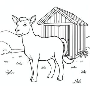 solo, chủ đề đơn, một đầu, hai mắt, hai tai, bốn chân, một đuôi, tỷ lệ tự nhiên, quy mô thích hợp trong môi trường, đúng giải phẫu,, bút dê, nhỏ, Nơi trú ẩn bằng gỗ, đơn giản, dọn dẹp, lý lịch, trang trại, nhỏ, ngoài trời, cỏ, trang màu, nghệ thuật đường, nền trắng, solo, chủ đề đơn, đúng về mặt giải phẫu, giải phẫu hoàn hảo