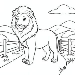 solo, chủ đề đơn, một đầu, hai mắt, hai tai, bốn chân, một đuôi, tỷ lệ tự nhiên, quy mô thích hợp trong môi trường, đúng giải phẫu, sư tử, đường nông thôn, hàng rào gỗ, đồng cỏ, nền đơn giản, dọn dẹp, tinh khiết, sách truyện, đơn giản, lý lịch, nông thôn, trang màu, nghệ thuật đường, nền trắng, solo, chủ đề đơn, đúng giải phẫu, giải phẫu hoàn hảo