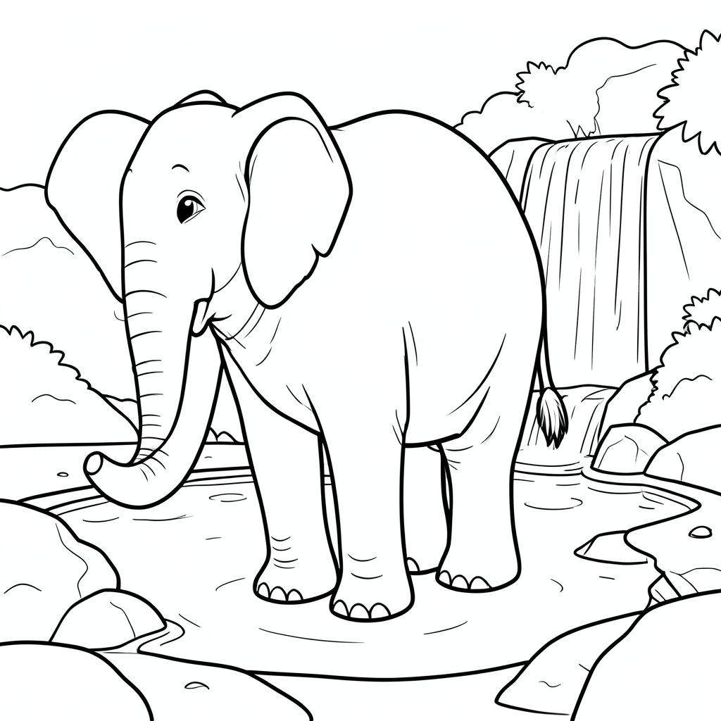 Độc lập, một con voi, một đầu, hai mắt, hai tai lớn, một thân cây, bốn chân, một đuôi, bàn chân trên nền đất vững chắc, tỷ lệ tự nhiên, quy mô thích hợp trong môi trường, đúng về mặt giải phẫu, voi, Thác nước, hồ bơi, đá, nước trong, nhỏ, đơn giản, sạch sẽ, lý lịch, nông, đơn giản, trang màu, nghệ thuật đường, nền trắng, solo, chủ đề đơn, đúng giải phẫu, giải phẫu hoàn hảo