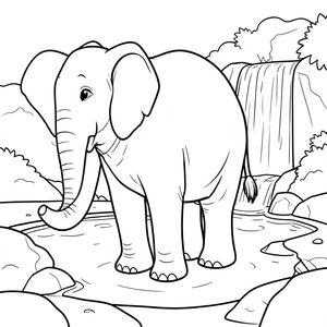 Độc lập, một con voi, một đầu, hai mắt, hai tai lớn, một thân cây, bốn chân, một đuôi, bàn chân trên nền đất vững chắc, tỷ lệ tự nhiên, quy mô thích hợp trong môi trường, đúng về mặt giải phẫu, voi, Thác nước, hồ bơi, đá, nước trong, nhỏ, đơn giản, sạch sẽ, lý lịch, nông, đơn giản, trang màu, nghệ thuật đường, nền trắng, solo, chủ đề đơn, đúng giải phẫu, giải phẫu hoàn hảo