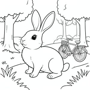 solo, chủ đề đơn, một đầu, hai mắt, hai tai, bốn chân, một đuôi, tỷ lệ tự nhiên, quy mô thích hợp trong môi trường, đúng giải phẫu, thỏ, rừng, con đường, yên tĩnh, xe đạp, công viên, ngoại ô, nhỏ, đơn giản, dọn dẹp, lý lịch, tô màu, nghệ thuật đường, nền trắng, solo, chủ đề đơn, đúng về mặt giải phẫu, giải phẫu hoàn hảo