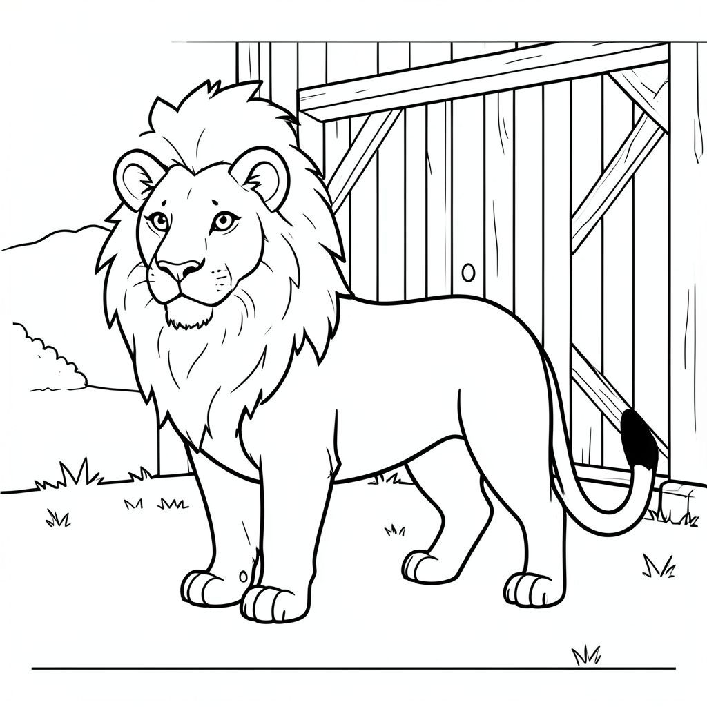 solo, chủ đề đơn, một đầu, hai mắt, hai tai, bốn chân, một đuôi, tỷ lệ tự nhiên, quy mô thích hợp trong môi trường, đúng giải phẫu, sư tử, Tường chuồng, cấu trúc bằng gỗ, nền đơn giản, sạch sẽ, tinh khiết, đối tượng đơn, kích thước nhỏ, nông thôn, ngoài trời, tự nhiên, trang màu, nghệ thuật đường, nền trắng, solo, chủ đề đơn, đúng về mặt giải phẫu, giải phẫu hoàn hảo