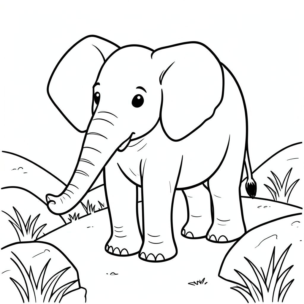 solo, một con voi, một đầu, hai mắt, hai tai lớn, một thân cây, bốn chân, một đuôi, chân trên nền vững chắc, tỷ lệ tự nhiên, quy mô thích hợp trong môi trường, đúng giải phẫu, voi, chân dốc, tảng đá, cỏ khô, nền đơn giản, dọn dẹp, thuần khiết, sách truyện, đơn giản, dễ thương, nhỏ, trang màu, nghệ thuật đường, nền trắng, solo, chủ đề đơn, đúng giải phẫu, giải phẫu hoàn hảo