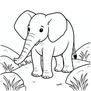 solo, một con voi, một đầu, hai mắt, hai tai lớn, một thân cây, bốn chân, một đuôi, chân trên nền vững chắc, tỷ lệ tự nhiên, quy mô thích hợp trong môi trường, đúng giải phẫu, voi, chân dốc, tảng đá, cỏ khô, nền đơn giản, dọn dẹp, thuần khiết, sách truyện, đơn giản, dễ thương, nhỏ, trang màu, nghệ thuật đường, nền trắng, solo, chủ đề đơn, đúng giải phẫu, giải phẫu hoàn hảo