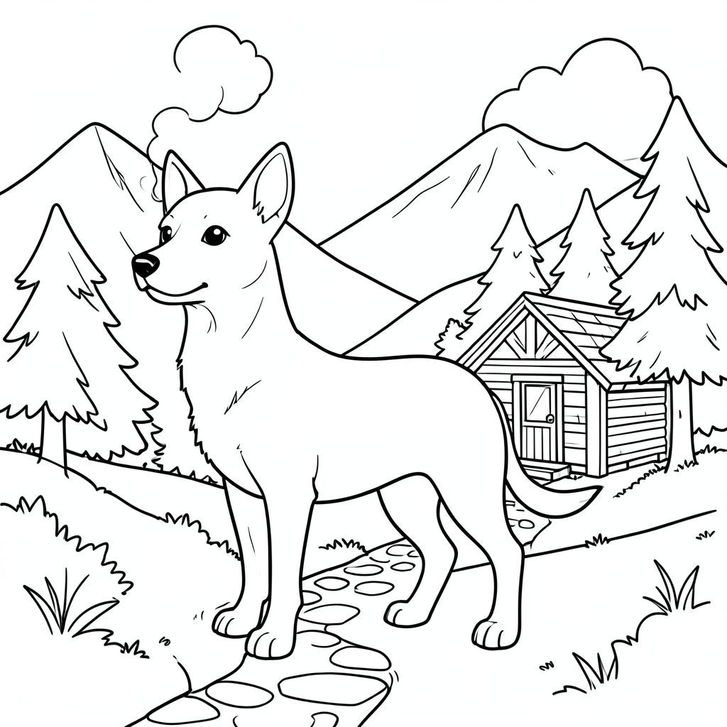 solo, chủ đề đơn, một đầu, hai mắt, hai tai, bốn chân, một đuôi, tỷ lệ tự nhiên, quy mô thích hợp trong môi trường, đúng giải phẫu,, Thung lũng núi, cabin nhỏ, hút thuốc, Gỗ, đơn giản, sạch sẽ, yên tĩnh, đá, con đường, cây cối, trang màu, nghệ thuật đường, nền trắng, solo, chủ đề đơn, đúng về mặt giải phẫu, giải phẫu hoàn hảo