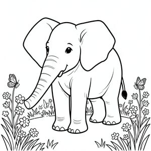 Độc lập, một con voi, một đầu, hai mắt, hai tai lớn, một thân cây, bốn chân, một đuôi, chân trên mặt đất vững chắc, tỷ lệ tự nhiên, quy mô thích hợp trong môi trường, đúng về mặt giải phẫu, voi, hoa, bướm, hoa dại, vườn, ánh sáng mặt trời, cỏ, đơn giản, lý lịch, dọn dẹp, sách truyện, trang tô màu, nghệ thuật đường, nền trắng, Solo, chủ đề đơn, đúng về mặt giải phẫu, Giải phẫu hoàn hảo