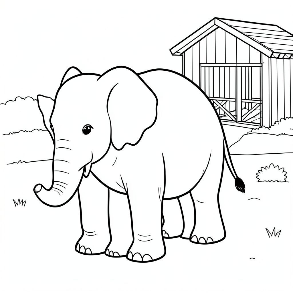 Độc lập, một con voi, một đầu, hai mắt, hai tai lớn, một thân cây, bốn chân, một đuôi, bàn chân trên mặt đất vững chắc, tỷ lệ tự nhiên, quy mô thích hợp trong môi trường, đúng về mặt giải phẫu, voi, bút dê, nhỏ, Nơi trú ẩn bằng gỗ, đơn giản, dọn dẹp, lý lịch, trang trại, Trang trại sở thích, nhỏ, thuần khiết, trang tô màu, nghệ thuật đường, nền trắng, Solo, chủ đề đơn, đúng giải phẫu, giải phẫu hoàn hảo