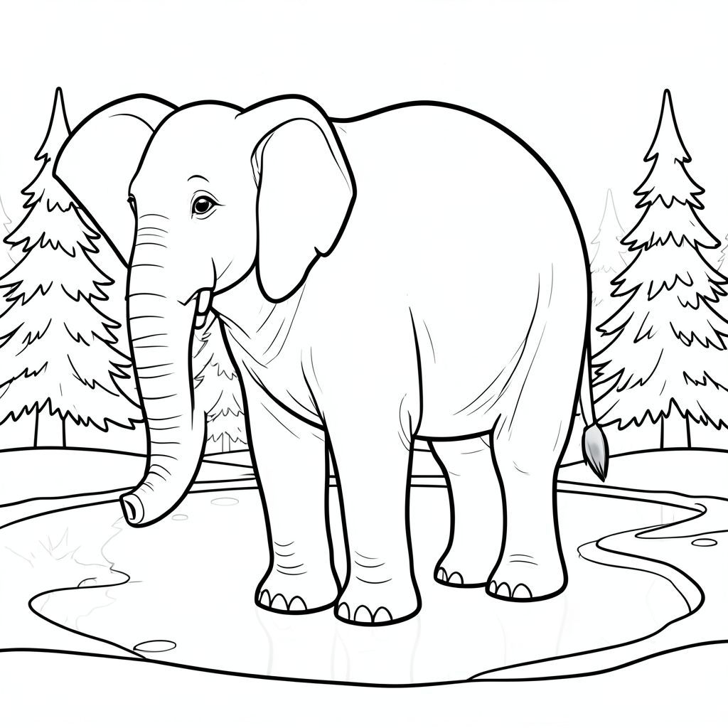 solo, một con voi, một đầu, hai mắt, hai tai lớn, một thân cây, bốn chân, một đuôi, bàn chân trên nền vững chắc, tỷ lệ tự nhiên, quy mô thích hợp trong môi trường, đúng về mặt giải phẫu, voi, Băng, ao, tuyết, thường xanh, mùa đông, rõ ràng, phản chiếu, mịn, đóng băng, lạnh, trang màu, nghệ thuật đường nét, nền trắng, solo, chủ đề đơn, đúng về mặt giải phẫu, giải phẫu hoàn hảo