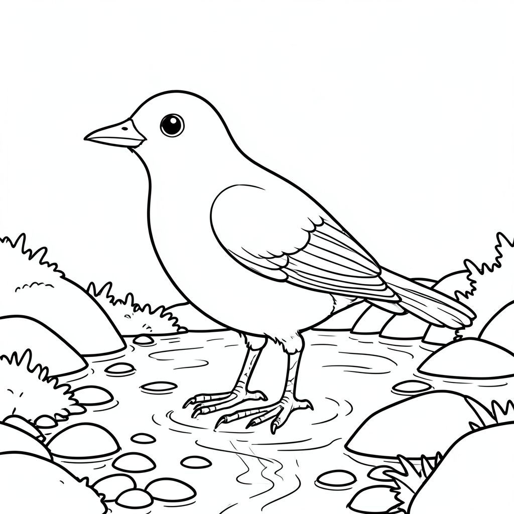 solo, một con chim, một đầu, hai mắt, một mỏ, hai cánh, hai chân, một đuôi, tỷ lệ tự nhiên, quy mô thích hợp trong môi trường, đúng giải phẫu, chim, giường lạch, đá, nước, nông, nhỏ giọt, ánh sáng mặt trời, rõ ràng, mịn, đá cuội, rêu, trang màu, nghệ thuật đường, nền trắng, solo, chủ đề đơn, chính xác về mặt giải phẫu, giải phẫu hoàn hảo