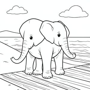 solo, một con voi, một đầu, hai mắt, hai tai lớn, một thân cây, bốn chân, một đuôi, bàn chân trên nền vững chắc, tỷ lệ tự nhiên, quy mô thích hợp trong môi trường, đúng về mặt giải phẫu, voi, cồn cát, lối đi lát ván, ván gỗ, bề mặt nhẵn, bầu trời quang đãng, ánh sáng mặt trời, đại dương, bãi biển, bờ biển, sóng nhẹ nhàng, trang màu, nghệ thuật đường, nền trắng, solo, chủ đề đơn, đúng về mặt giải phẫu, giải phẫu hoàn hảo