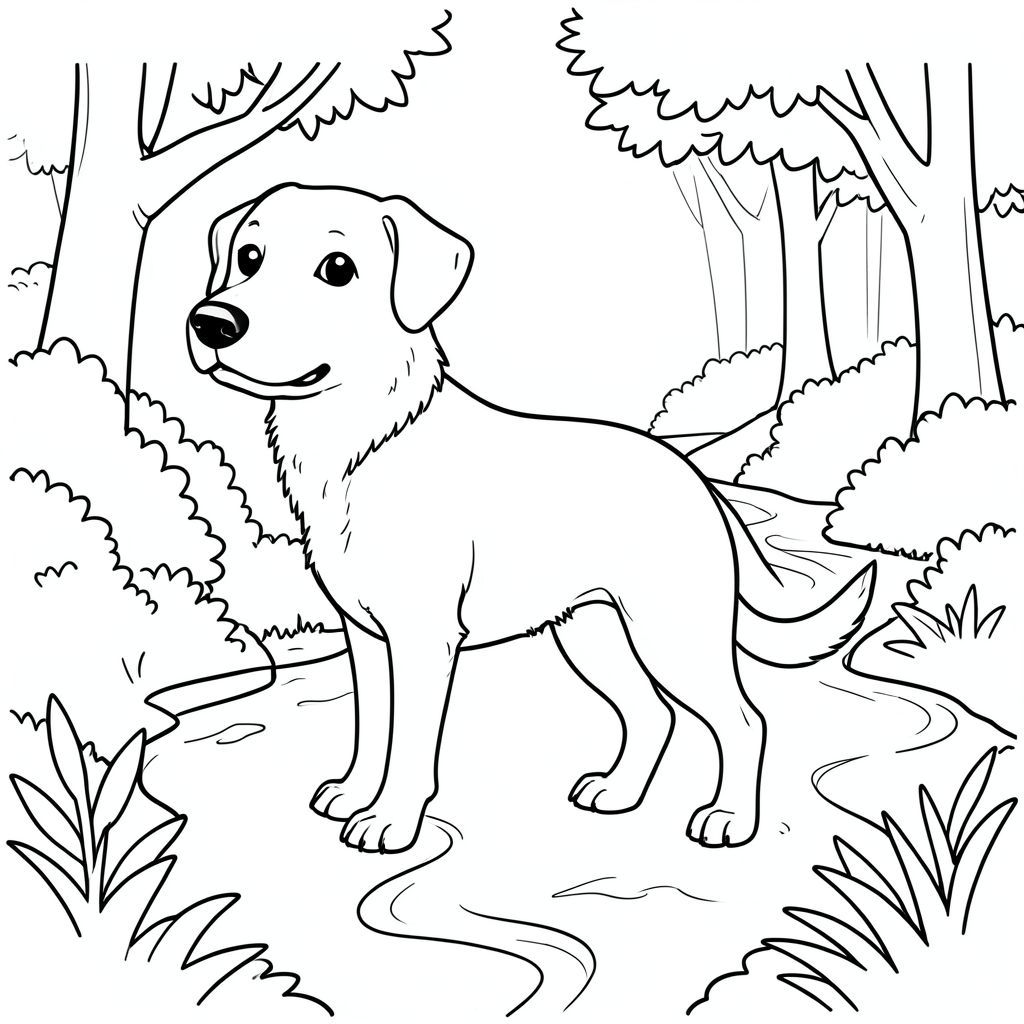 solo, chủ đề đơn, một đầu, hai mắt, hai tai, bốn chân, một đuôi, tỷ lệ tự nhiên, quy mô thích hợp trong môi trường, đúng giải phẫu,, rừng cây, suối, quanh co, bụi cây, đơn giản, sạch sẽ, lý lịch, yên bình, yên tĩnh, nhỏ, trang màu, nghệ thuật đường, nền trắng, solo, chủ đề đơn, đúng về mặt giải phẫu, giải phẫu hoàn hảo