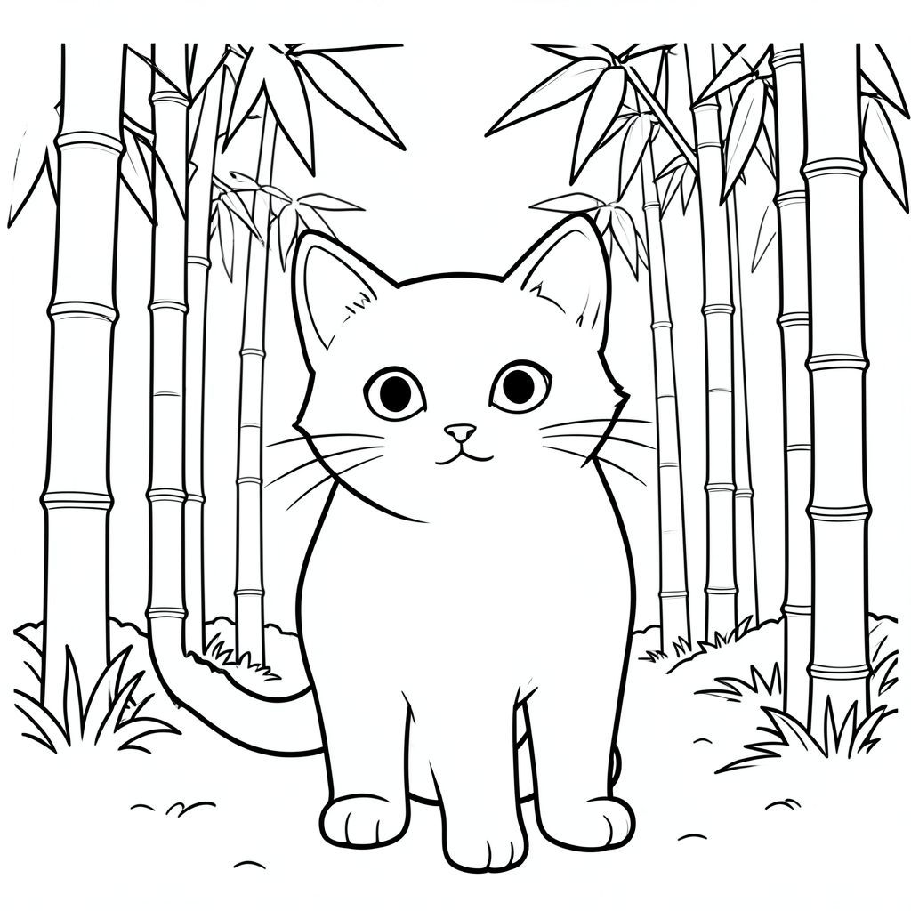 solo, chủ đề đơn, một đầu, hai mắt, hai tai, bốn chân, một đuôi, tỷ lệ tự nhiên, quy mô thích hợp trong môi trường, đúng giải phẫu, con mèo, Tre, rừng, thân cây cao, ấm áp, lọc, trong sáng, đơn giản, dọn dẹp, lý lịch, phong cảnh, tô màu, nghệ thuật đường, nền trắng, solo, chủ đề đơn, đúng giải phẫu, giải phẫu hoàn hảo