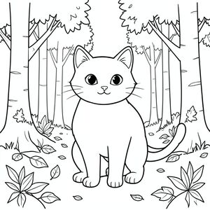 solo, chủ đề đơn, một đầu, hai mắt, hai tai, bốn chân, một đuôi, tỷ lệ tự nhiên, quy mô thích hợp trong môi trường, đúng giải phẫu, con mèo, rừng bạch dương, cây trắng, lá rụng, ánh sáng mặt trời, bầu trời quang đãng, nền đơn giản, sạch sẽ, yên bình, yên tĩnh, nhỏ, trang màu, nghệ thuật đường, nền trắng, solo, chủ đề đơn, đúng giải phẫu, giải phẫu hoàn hảo