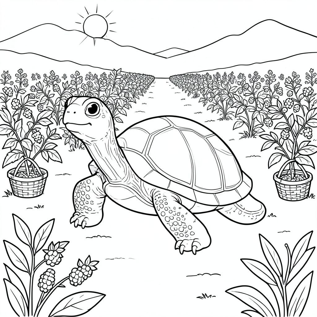 solo, rùa đơn, một đầu, hai mắt, bốn chân, một vỏ, một đuôi, bàn chân trên mặt đất vững chắc, tỷ lệ tự nhiên, quy mô thích hợp trong môi trường, đúng về mặt giải phẫu, rùa, cánh đồng dâu tây, cây quả mọng, hàng, giỏ, nền đơn giản, dọn dẹp, phong cảnh, cánh đồng, thảm thực vật, ánh sáng mặt trời, trang màu, nghệ thuật đường, nền trắng, solo, chủ đề đơn, đúng về mặt giải phẫu, giải phẫu hoàn hảo