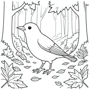 Độc lập, một con chim, một đầu, hai mắt, một mỏ, hai cánh, hai chân, một đuôi, tỷ lệ tự nhiên, quy mô thích hợp trong môi trường, đúng giải phẫu, chim, Rừng mùa thu, đường đi, Lá, rơi, Đường mòn, đơn giản, dọn dẹp, Môi trường, Rừng cây, Tán lá, Trang tô màu, nghệ thuật đường, nền trắng, Solo, chủ đề đơn, Đúng giải phẫu, Giải phẫu hoàn hảo