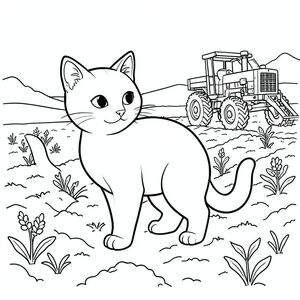 solo, chủ đề đơn, một đầu, hai mắt, hai tai, bốn chân, một đuôi, tỷ lệ tự nhiên, quy mô thích hợp trong môi trường, đúng giải phẫu, con mèo, cánh đồng, đất cày, trồng mùa xuân, máy kéo gỗ, nền đơn giản, môi trường sạch sẽ, Phong cách, Mộc bản Nhật Bản, Sách truyện, thuần khiết, Trang màu, nghệ thuật đường, nền trắng, Solo, chủ đề đơn, Đúng giải phẫu, Giải phẫu hoàn hảo