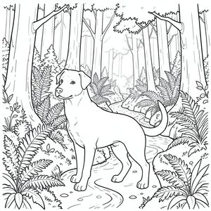 solo, chủ đề đơn, một đầu, hai mắt, hai tai, bốn chân, một đuôi, tỷ lệ tự nhiên, quy mô thích hợp trong môi trường, đúng giải phẫu,, rãnh dương xỉ rậm rạp, rừng nhiệt đới ôn đới, suối nhỏ giọt, độ phủ rêu chi tiết, dòng nước quanh co, tán lá phức tạp, cây cao, ánh sáng mặt trời lốm đốm, nền thực tế, hàng, trang màu, nghệ thuật đường, nền trắng, solo, chủ đề đơn, đúng giải phẫu, giải phẫu hoàn hảo