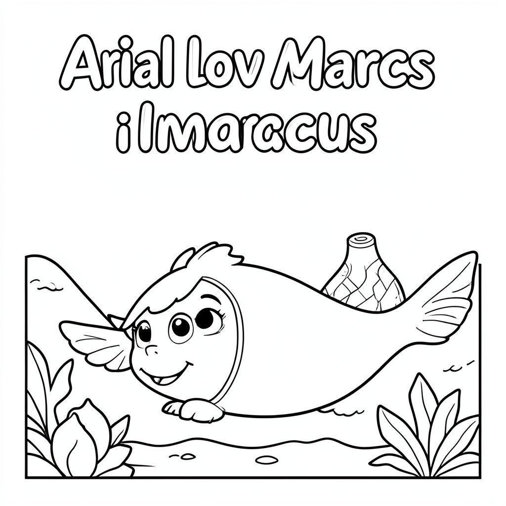 Một trang tô màu nói rằng Ariel yêu Marcus kết hợp việc giam giữ