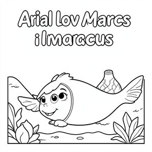 Một trang tô màu nói rằng Ariel yêu Marcus kết hợp việc giam giữ