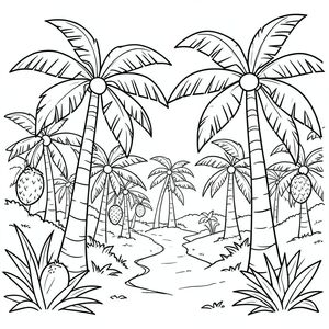 a coconut farm full of coconuts