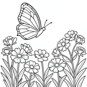 A butterfly flying around the flower field 