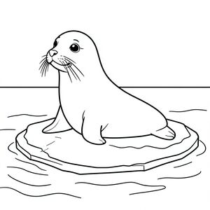 A seal sitting on ice patch floating on the ocean