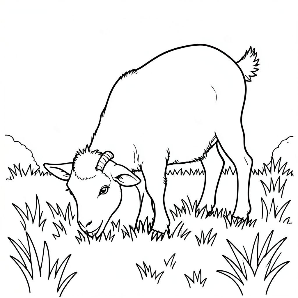 Goat eating grass in the field