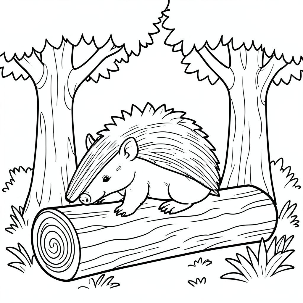 Pangolin sitting in a log surrounded by tree