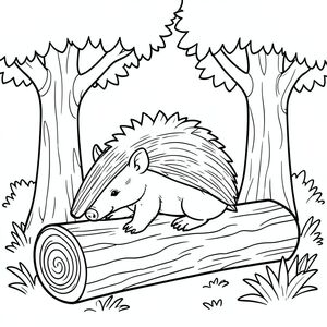 Pangolin sitting in a log surrounded by tree